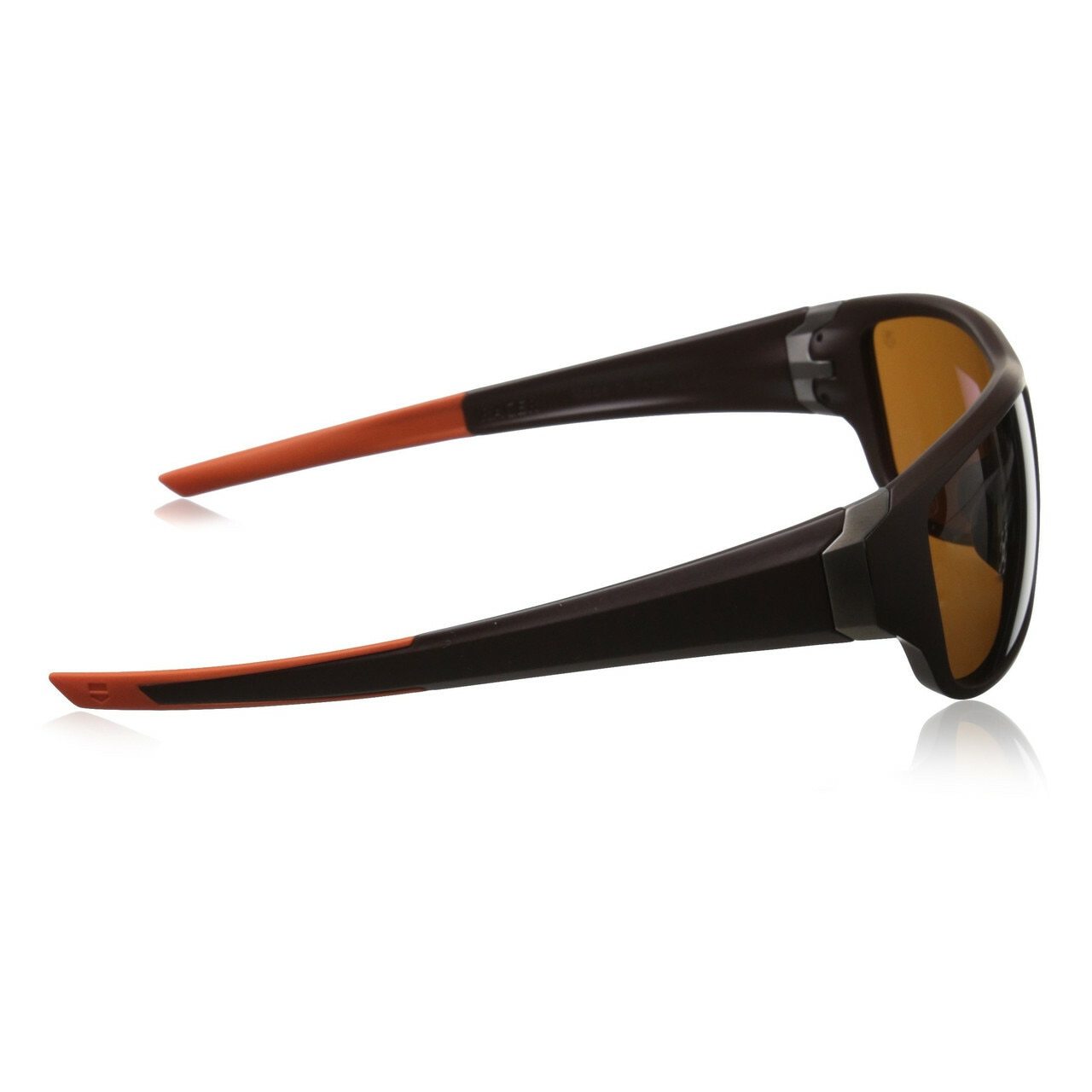 TAG Heuer 9225 202 Racer sunglasses featuring a matte brown frame with orange accents and brown outdoor lenses, designed for style and comfort.